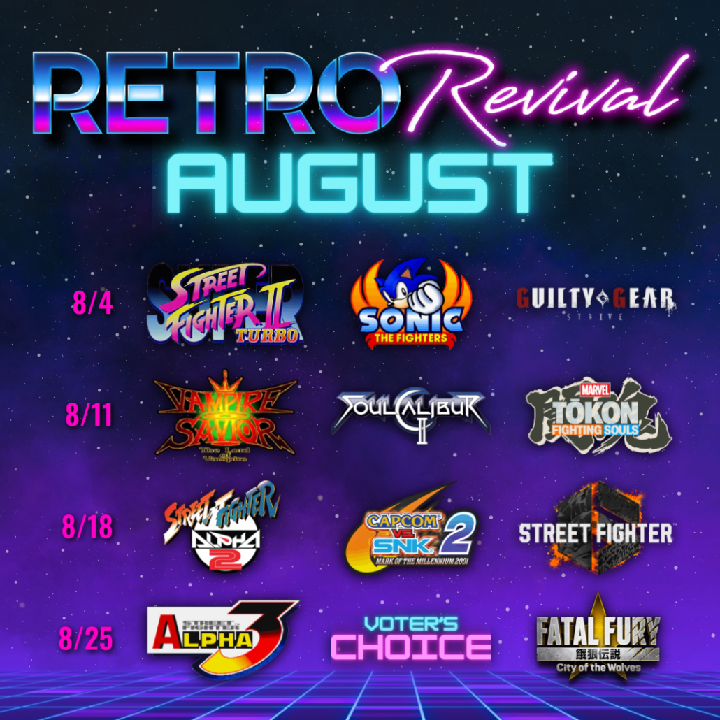 Retro Revival August Weekly Schedule